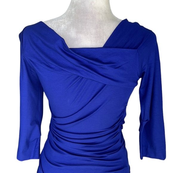 Diane Von Furstenberg Bentley Tanzanite Royal Blue Ruched Bodycon Dress - S - Picture 10 of 16